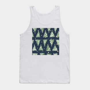 Holiday christmas tree over navy blue background Tank Top